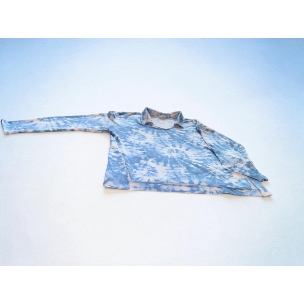 Cuddl Duds Womens Blue White Tie Dye Long Sleeve V-Neck Collared Top Size LEuc - Picture 4 of 5